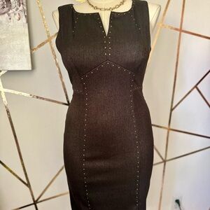 Anne Klein Dark Brown Studded Midi Dress (890)